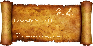 Hrncsár Lili névjegykártya